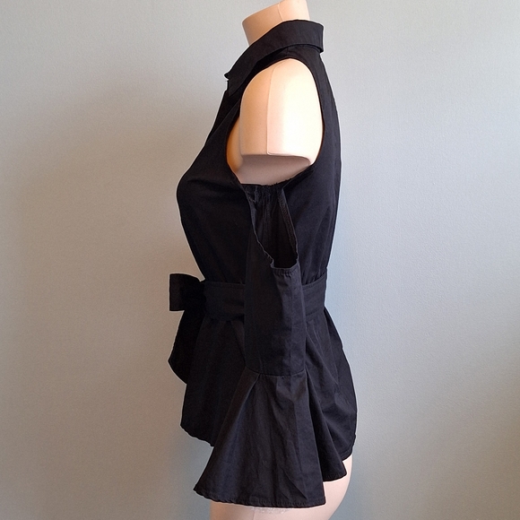 🅱️🅾️G🅾️ Shoulder cut off black cotton shirt - Picture 4 of 8